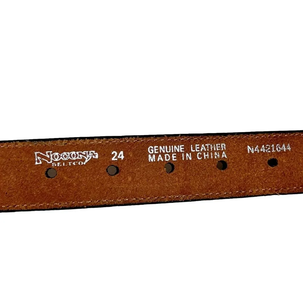 Nocona N4421644 Brown Leather Overlay Buckle Western Belt Youth Sz 24
